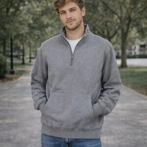 Urban Outfitters SZ S Men's Publish Cotton/Spandex 1/4 Zip Gray Sweatshirt NWT